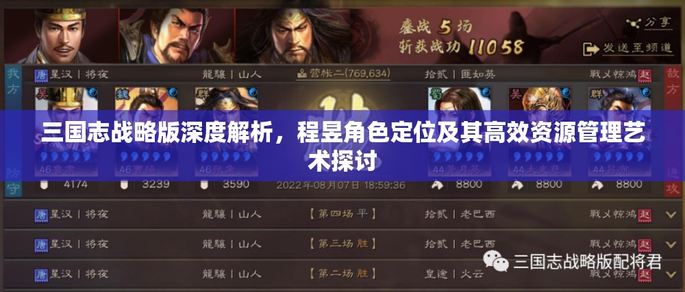 三国志战略版深度解析，程昱角色定位及其高效资源管理艺术探讨