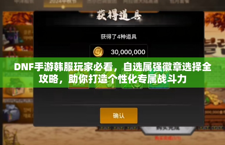 DNF手游韩服玩家必看，自选属强徽章选择全攻略，助你打造个性化专属战斗力