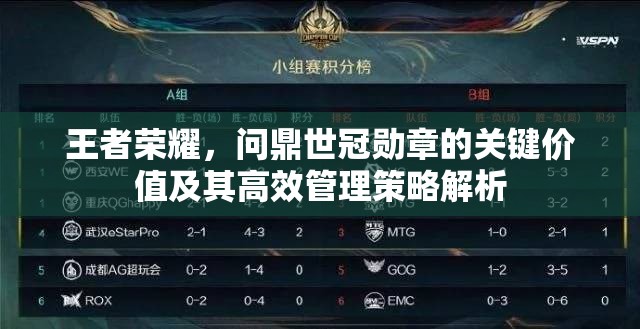 王者荣耀，问鼎世冠勋章的关键价值及其高效管理策略解析