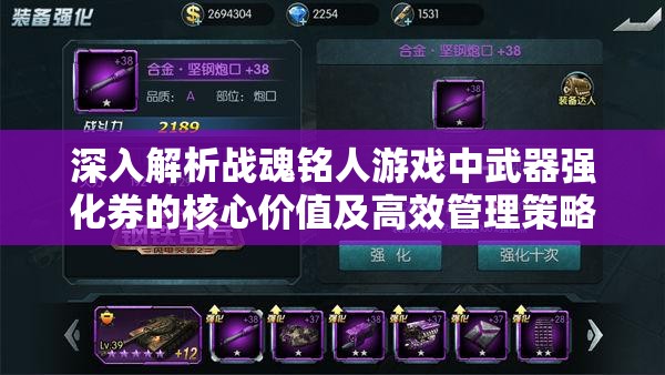 深入解析战魂铭人游戏中武器强化券的核心价值及高效管理策略
