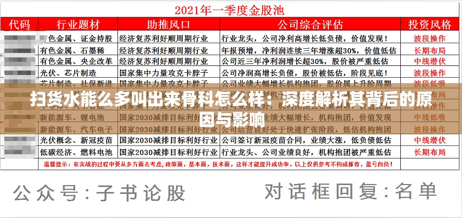 扫货水能么多叫出来骨科怎么样：深度解析其背后的原因与影响