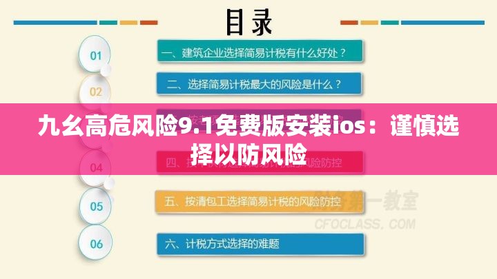 九幺高危风险9.1免费版安装ios：谨慎选择以防风险