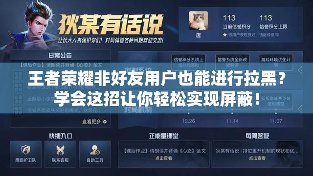王者荣耀非好友用户也能进行拉黑？学会这招让你轻松实现屏蔽！