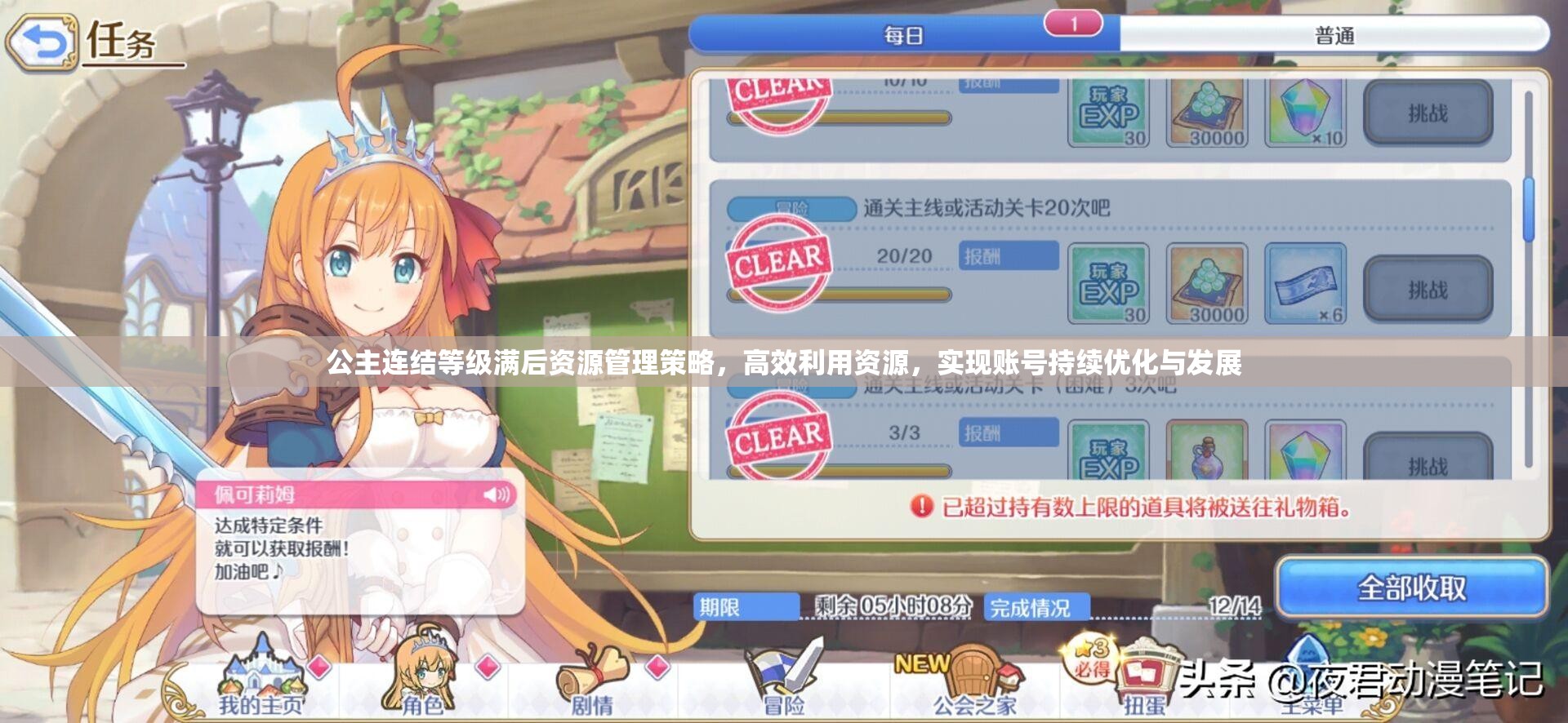 公主连结等级满后资源管理策略，高效利用资源，实现账号持续优化与发展