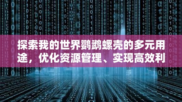 探索我的世界鹦鹉螺壳的多元用途，优化资源管理、实现高效利用并避免浪费