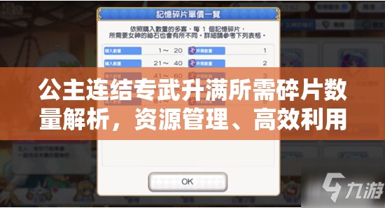 公主连结专武升满所需碎片数量解析，资源管理、高效利用策略及防浪费指南