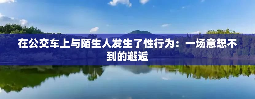 在公交车上与陌生人发生了性行为：一场意想不到的邂逅