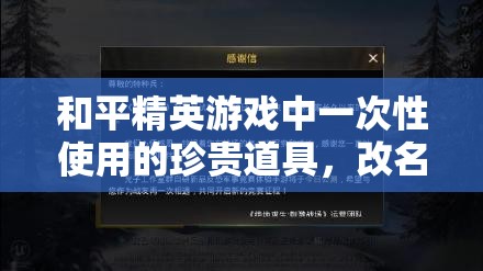 和平精英游戏中一次性使用的珍贵道具，改名卡的独特价值解析