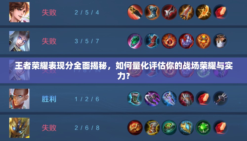 王者荣耀表现分全面揭秘，如何量化评估你的战场荣耀与实力？