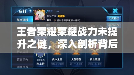王者荣耀荣耀战力未提升之谜，深入剖析背后的原因与机制