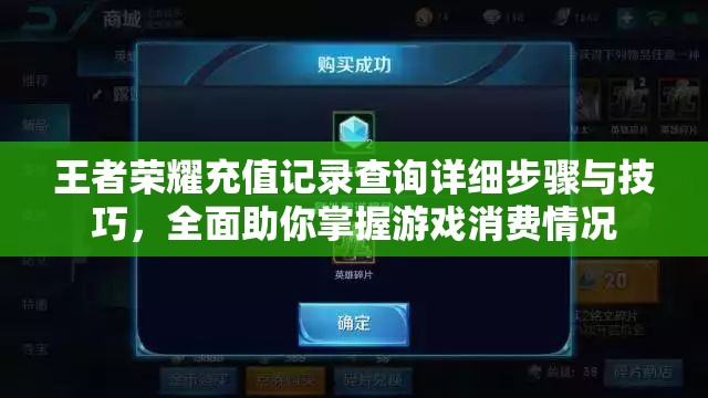 王者荣耀充值记录查询详细步骤与技巧，全面助你掌握游戏消费情况
