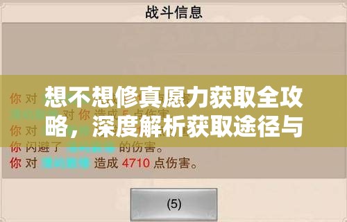 想不想修真愿力获取全攻略，深度解析获取途径与高效策略