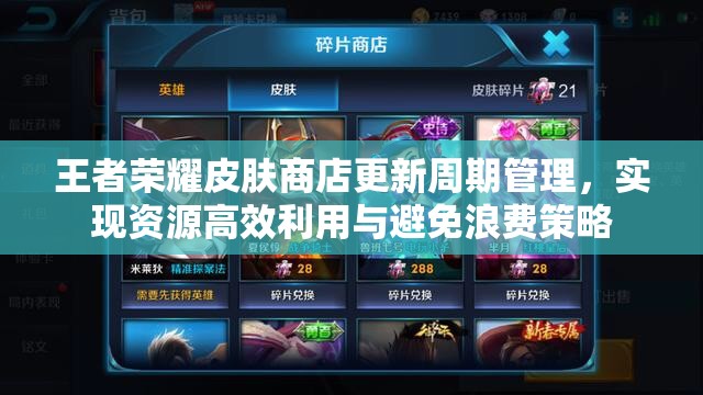 王者荣耀皮肤商店更新周期管理，实现资源高效利用与避免浪费策略