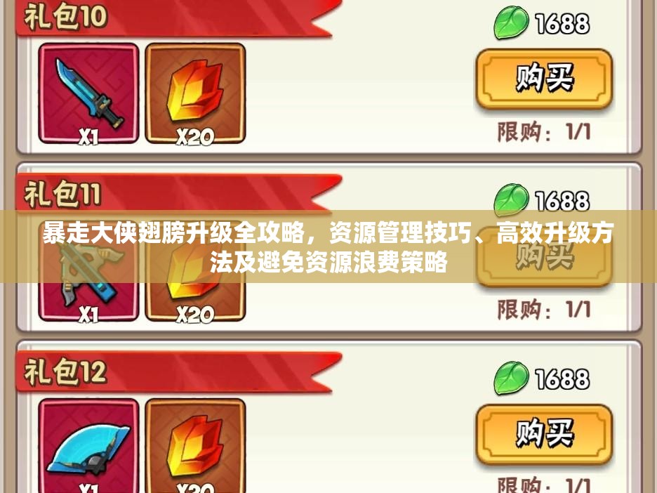 暴走大侠翅膀升级全攻略，资源管理技巧、高效升级方法及避免资源浪费策略