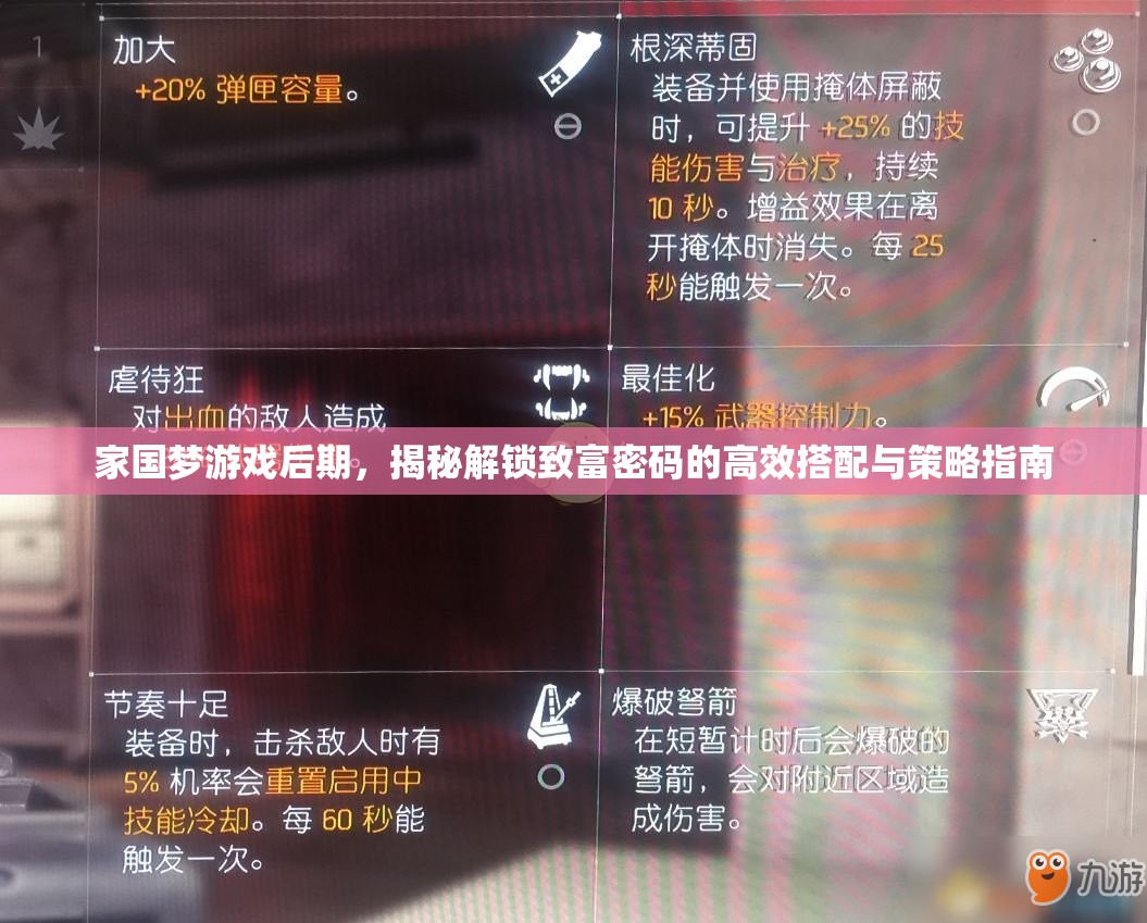 家国梦游戏后期，揭秘解锁致富密码的高效搭配与策略指南