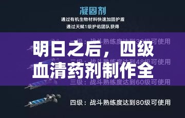 明日之后，四级血清药剂制作全攻略，涵盖资源管理、高效使用技巧及价值最大化策略