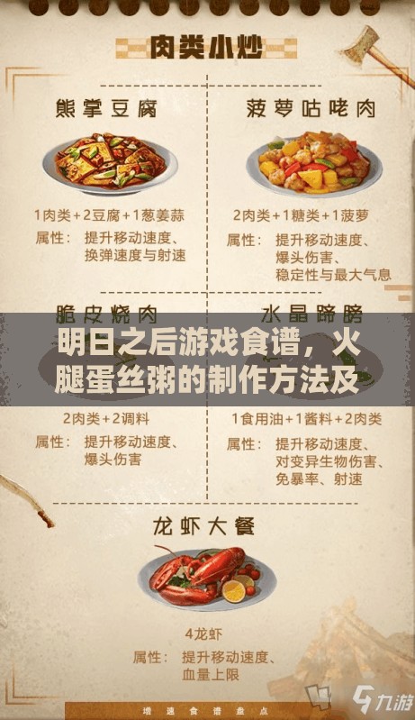 明日之后游戏食谱，火腿蛋丝粥的制作方法及资源管理高效利用与价值最大化策略