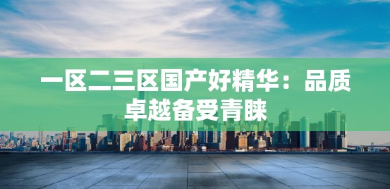 一区二三区国产好精华：品质卓越备受青睐