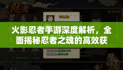 火影忍者手游深度解析，全面揭秘忍者之魂的高效获取策略与途径