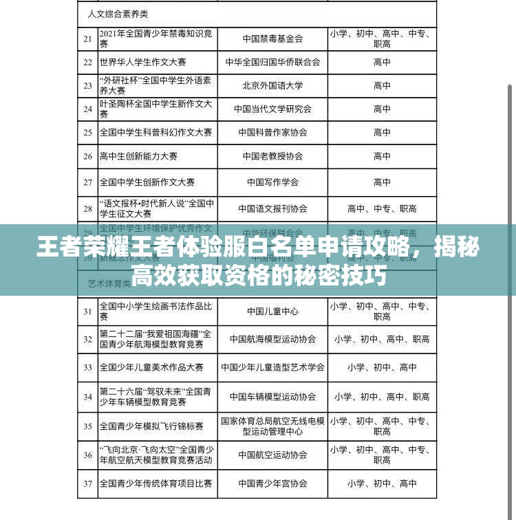 王者荣耀王者体验服白名单申请攻略，揭秘高效获取资格的秘密技巧