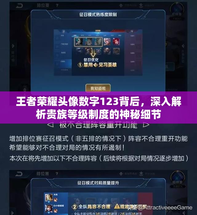 王者荣耀头像数字123背后，深入解析贵族等级制度的神秘细节