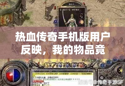 热血传奇手机版用户反映，我的物品竟无缘无故消失，原因何在？
