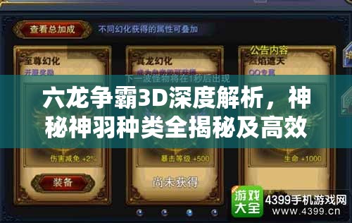 六龙争霸3D深度解析，神秘神羽种类全揭秘及高效获取秘籍