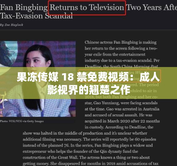 果冻传媒 18 禁免费视频：成人影视界的翘楚之作