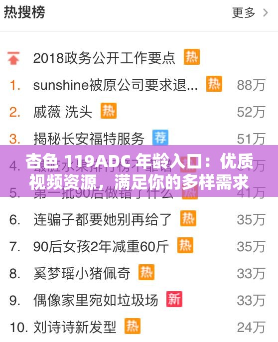 杏色 119ADC 年龄入口：优质视频资源，满足你的多样需求