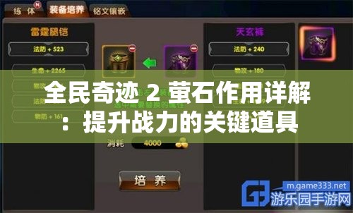 全民奇迹 2 萤石作用详解：提升战力的关键道具