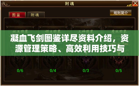 凝血飞剑图鉴详尽资料介绍，资源管理策略、高效利用技巧与价值最大化途径