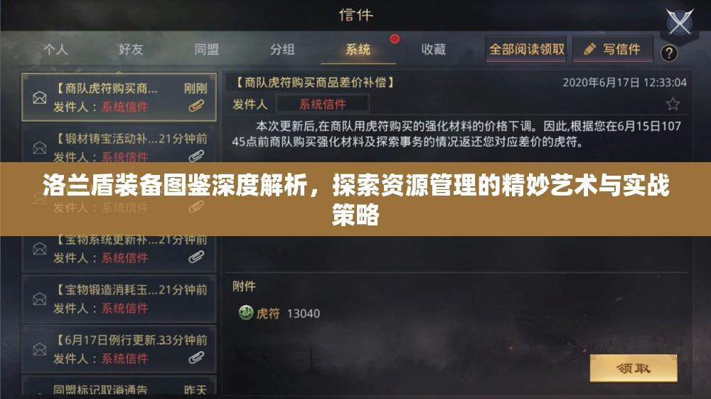 洛兰盾装备图鉴深度解析，探索资源管理的精妙艺术与实战策略