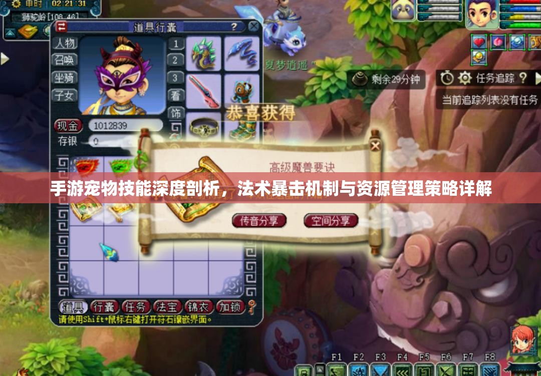 手游宠物技能深度剖析，法术暴击机制与资源管理策略详解