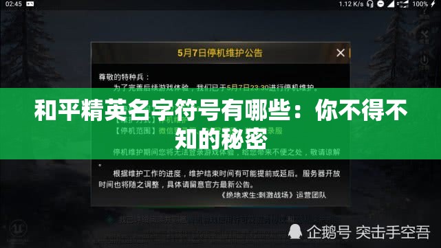 和平精英名字符号有哪些：你不得不知的秘密