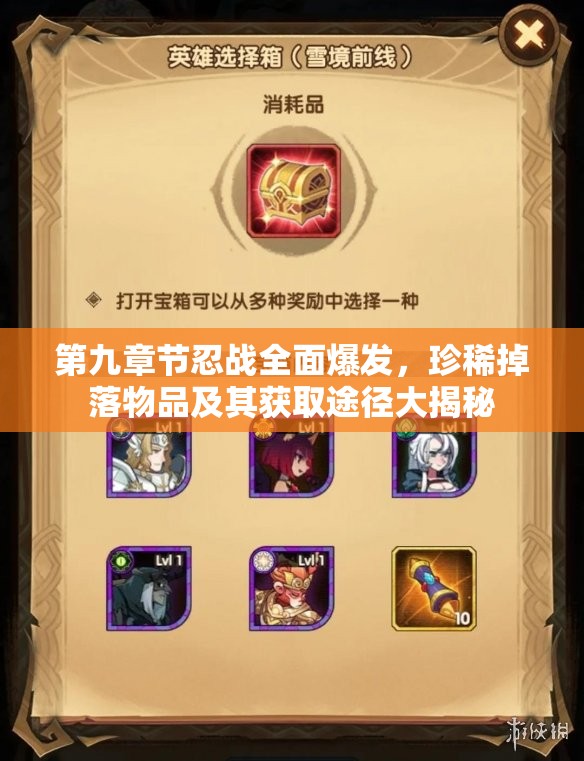 第九章节忍战全面爆发，珍稀掉落物品及其获取途径大揭秘