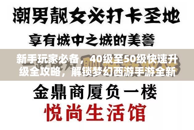 新手玩家必备，40级至50级快速升级全攻略，解锁梦幻西游手游全新游戏境界