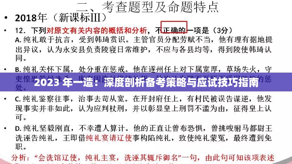 2023 年一造：深度剖析备考策略与应试技巧指南