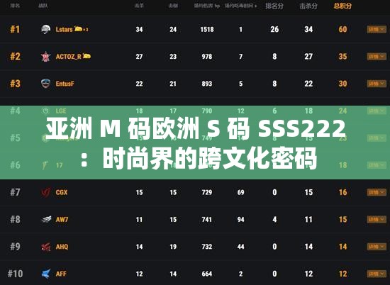 亚洲 M 码欧洲 S 码 SSS222：时尚界的跨文化密码
