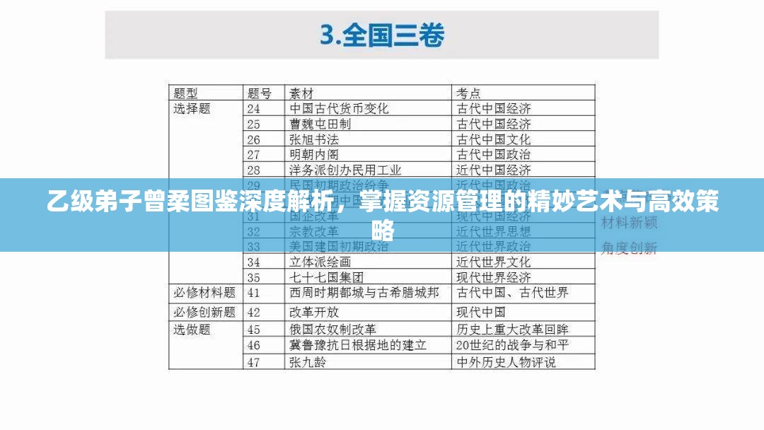 乙级弟子曾柔图鉴深度解析，掌握资源管理的精妙艺术与高效策略
