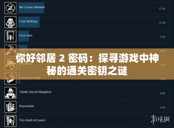 你好邻居 2 密码：探寻游戏中神秘的通关密钥之谜