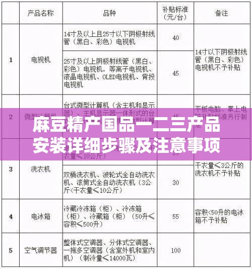 麻豆精产国品一二三产品安装详细步骤及注意事项