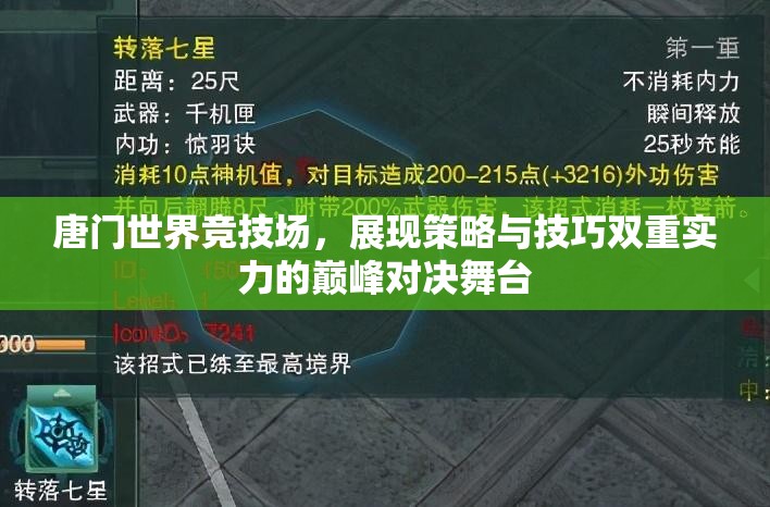 唐门世界竞技场，展现策略与技巧双重实力的巅峰对决舞台