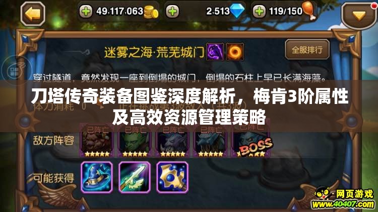 刀塔传奇装备图鉴深度解析，梅肯3阶属性及高效资源管理策略