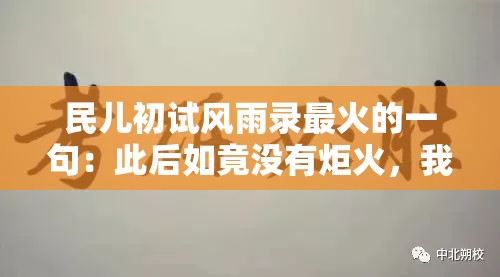 民儿初试风雨录最火的一句：此后如竟没有炬火，我便是唯一的光