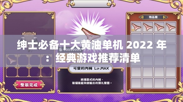 绅士必备十大黄油单机 2022 年：经典游戏推荐清单