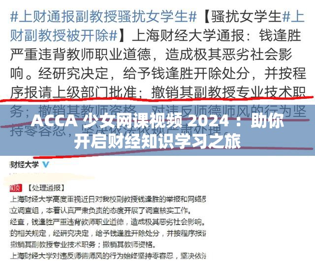 ACCA 少女网课视频 2024 ：助你开启财经知识学习之旅