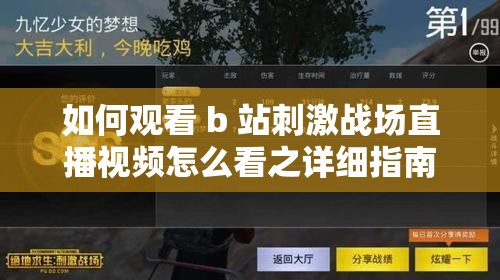 如何观看 b 站刺激战场直播视频怎么看之详细指南与技巧分享