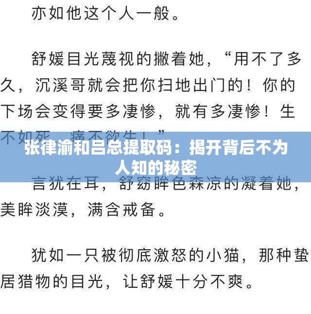 张律渝和吕总提取码：揭开背后不为人知的秘密