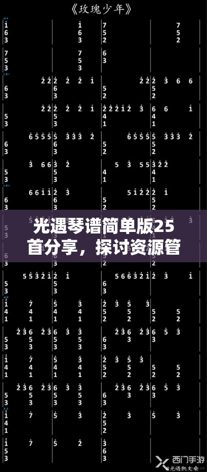 光遇琴谱简单版25首分享，探讨资源管理中的重要性及高效乐谱利用策略