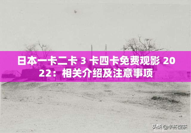 日本一卡二卡 3 卡四卡免费观影 2022：相关介绍及注意事项